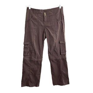 PRANA Women Convertible Cargo Pants to Shorts Sz 8 Brown Hiking Outdoors 1-46